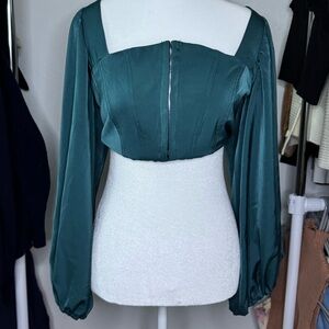 Urban Outfitters Teal Long Sleeve Blouse